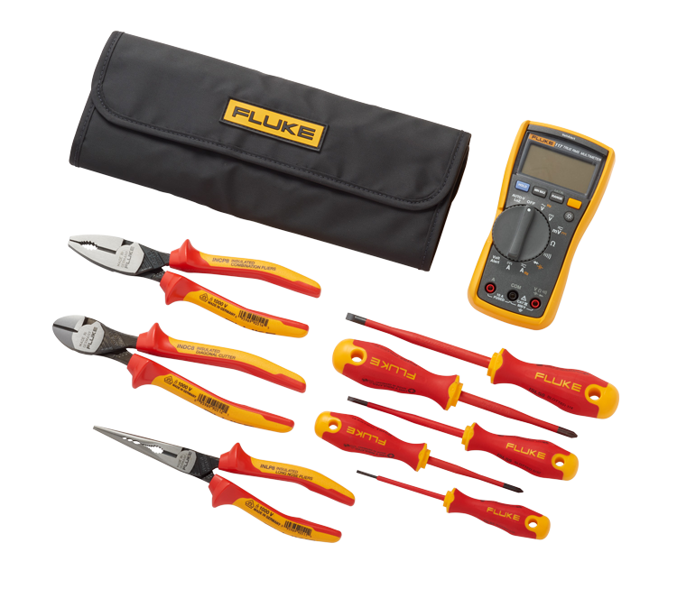 Fluke 117 Electrician's Multimeter + Insulated Hand Tools Starter Kit